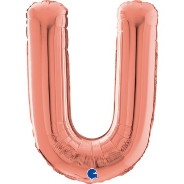 26" Foil Balloon Letter U Rose Gold