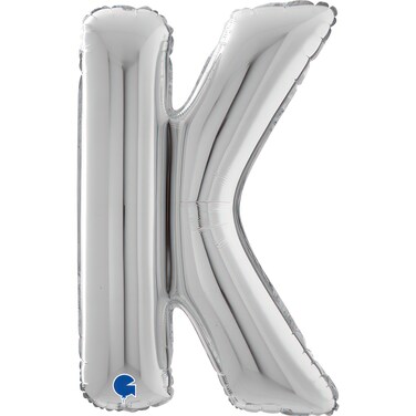 26" Foil Balloon Letter K Silver