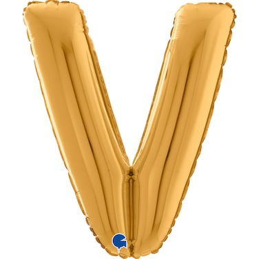 26" Foil Balloon Letter V Gold