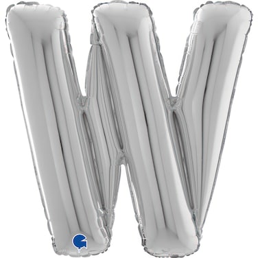 26" Foil Balloon Letter W Silver