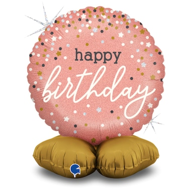 17" Foil Balloon The Standups - Rose Gold Confetti B-Day