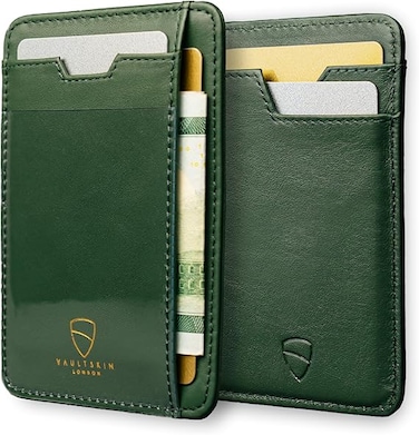Vaultskin BRIXTON Slim Card Holder with ID Window - Minimalist Front Pocket Leather Wallet with RFID Protection for Men and Women

