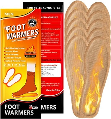 BananaHome Heated Soles, Air-Activated Foot Warmers for Men Women, Up to 12 Hours of Heat 40-44（men）5 Pairs