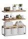 Bathroom Shelves Over Toilet with Storage Basket, Floating Bathroom Wall Shelves for Home Organization &amp; Wall Decor, Bathroom/Kitchen/Living Room Shelves,Natural Wood (Natural Wood)