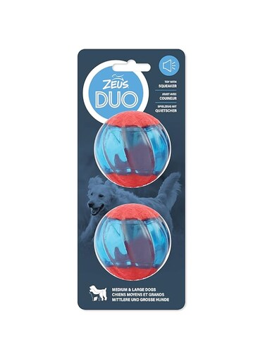 Zeus Duo Ball, 6.3cm with Squeaker, 2pk