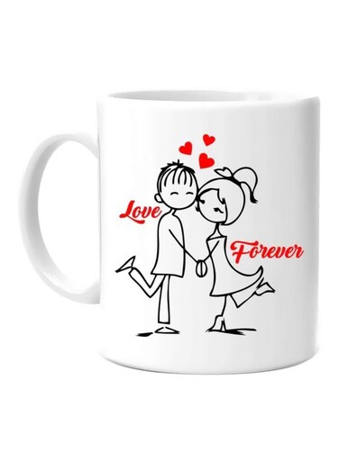 Print Love Forever Printed Mug White/Black/Red Standard Size