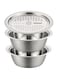Dubai Gallery 3-In-1 Stainless Steel Grater Basin Drain Basket Washing Bowl Set Silver 29.00 * 11.00 * 29.00Cm