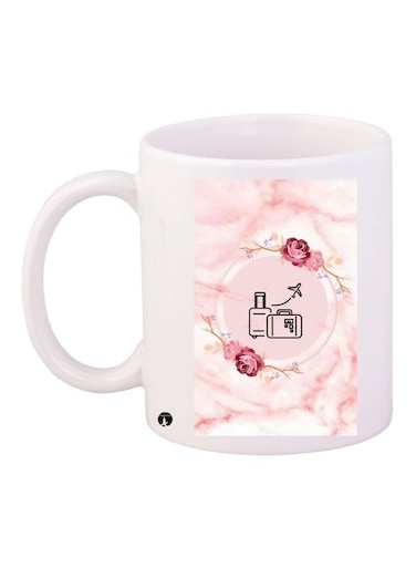 Floral Printed Coffee Mug White/Pink/Brown