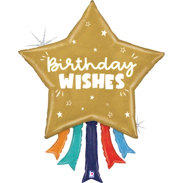 36" Foil Balloon Birthday Wishes Star