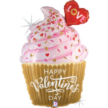 22" Valentine Golden Cupcake Foil Balloon