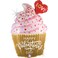 22" Valentine Golden Cupcake Foil Balloon