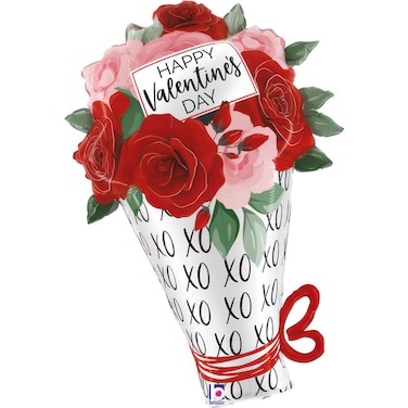 30" Satin Valentine Rose Bouquet Foil Balloon
