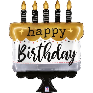 28" Foil Balloon Satin Metallic B-Day Cake