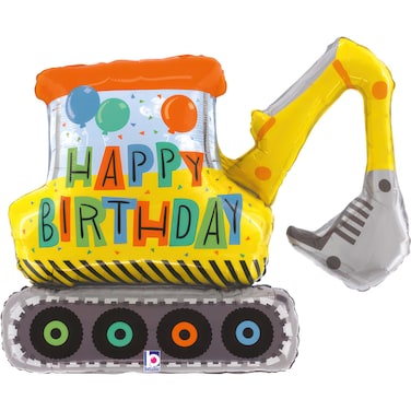 31" Foil Balloon Birthday Construction Excavator