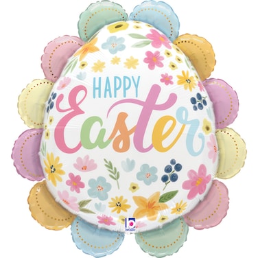 30" Foil Balloon Ruffled Floral Easter Egg