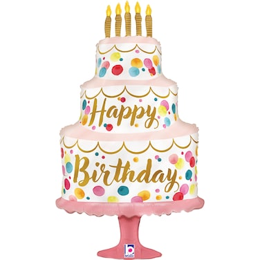 33" Foil Balloon Satin Birthday Pink Cake