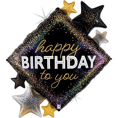 38" Foil Balloon Metallic Birthday Diamond Stars