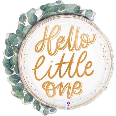 26" Foil Balloon Hello Baby Eucalyptus Wreath