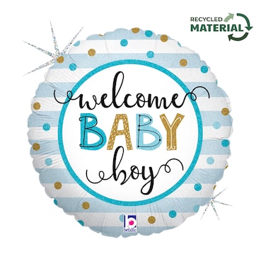 18" Foil Balloon Baby Boy Stripes