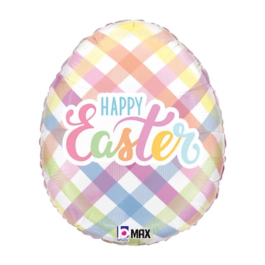 18" Foil Balloon Easter Egg Plaid