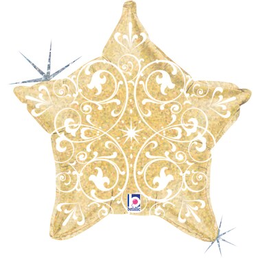 21" Foil Balloon Filigree Gold Star