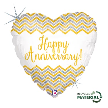 18" Foil Balloon Chevron Anniversary