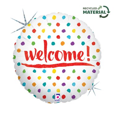 18" Foil Balloon Welcome Dots