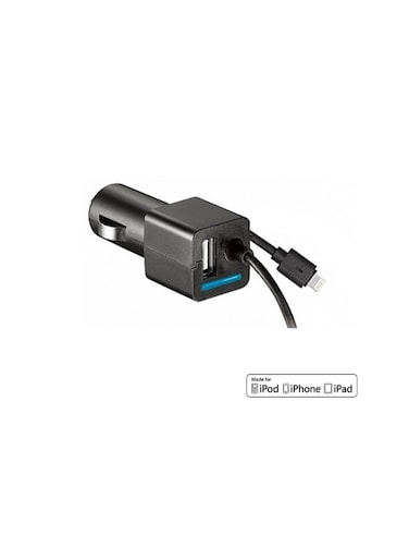 Igreen Smart Phone Car Charger with Built-in Lightning Cable &amp; USB Output 4800mA