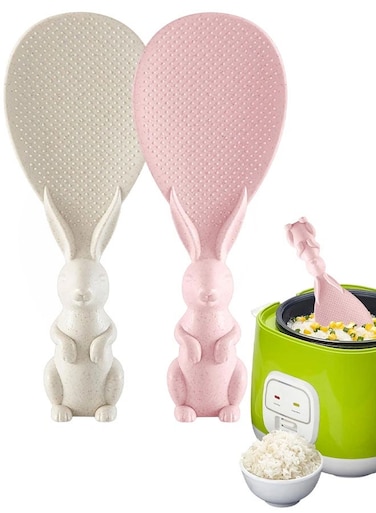 Pack Rabbit Shaped Rice Spoon, Kitchen Shovel, Standing Cooking Tools, Rice Cooker Supplies,Flatware Serving Spoons Rice Servers