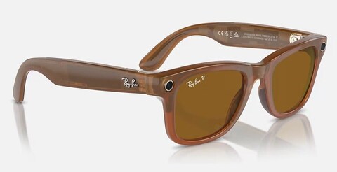 RayBan Meta Wayfarer Smart Glasses Polarized Brown Lenses (Medium Size) - Shiny Caramel