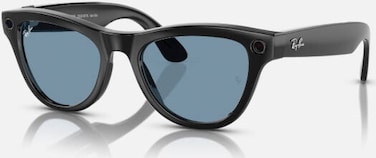 Rayban Meta Skyler Smart Glasses, Advanced Camera &amp; Video, Integrated Speakers &amp; Microphones, Smart Controls, Battery &amp; Storage, Shiny Black / Clear to Transitions Cerulean Blue   RW4010E0