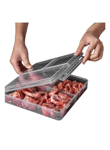 1pc Refrigerator Organizer 3 Grid, frozen meat storage box food-grade freezer Meat, Fruits Vegetables preperation fresh-keeping box