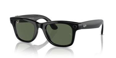 Ray-Ban Meta Wayfarer Large Smart Glasses with Meta AI, Audio, Photo, Video Compatibility - Green Lenses - Shiny Black