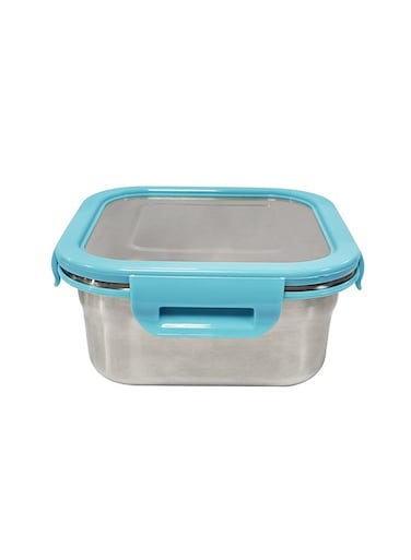 Borosil Stainless Steel Lunch Box, Leak-Proof Lunch Box With Blue Lid, Square Lunch Container For School &amp; Office, 800 Ml