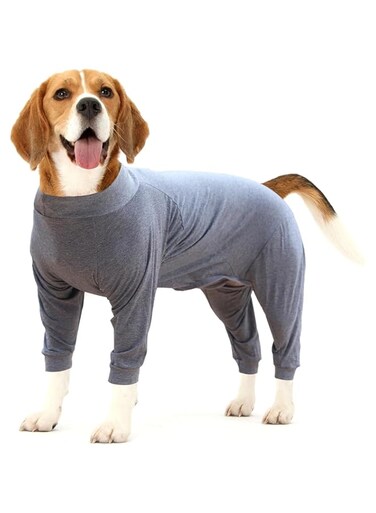 NALACAL Dog Recovery Suit, Professional Soft Breathable Dog Surgery Suit, Abdominal Surgical Suit, Prevent Licking Wounds, Dog Recovery Suit, Dog Pajamas, Long Sleeve Prevent Shedding, Large Grey
