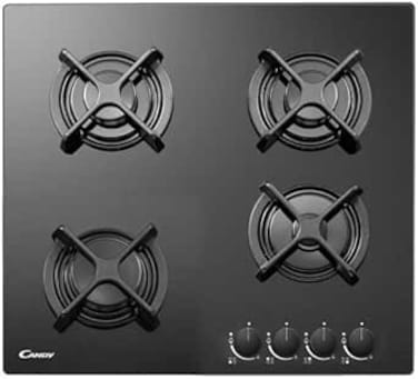 CANDY 60 Cm Black Built-In Glass Gas Hob (510 x 580 x 52 mm) 4 Burners   4 Cast grids   Auto Ignition   Flame Failure Safety with 7.5 kW Total Power   CVG6BFBB SASO