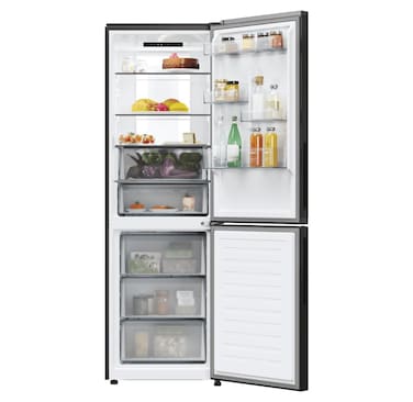 Candy 193 CM 355 L Digital Freestanding No‑Frost Fridge‑Freezer, 2‑Door, WiFi Smart Control &amp; Adaptive Humidity Frigorifero Combinato No Frost, 355 Litri, Nero, Classe energetica E - CNCQ4T618