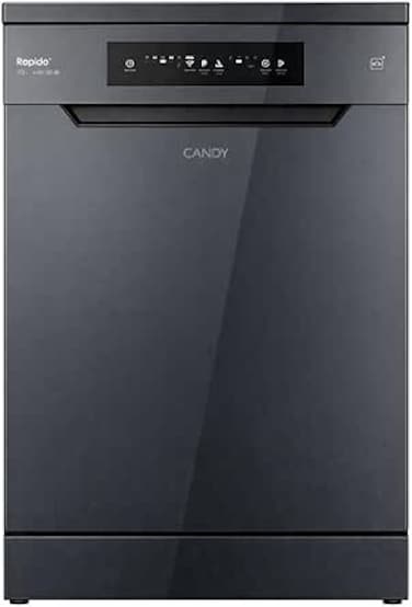 CANDY Dark Grey Rapido Freestanding Full Size Dishwasher, 13 Place Settings 5 Programs, Wi-fi &amp; Blutooth Connectivity, App Control, Condenser Drying System, LED Control method Smart Delay CF3E7L0A-19