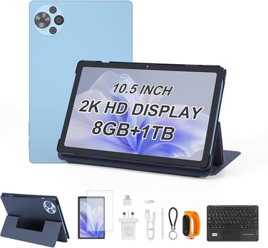 C IDEA CM10500 Plus 10.5" Tablet, Android 14, 8GB RAM + 1TB ROM, Dual 5G LTE SIM, 2K 1200x2000 Display, 10000mAh Battery, Tablet PC &ndash; Blue