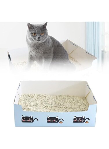 NALACAL 10 Pack Foldable Paper Kitty Tray, Disposable Cat Litter Box, 13.8 x 10 x 2 in Small Lightweight Cardboard Box, Water Proof, for Indoor Low Entry, Easy Disposal, Non Clumping, Nice Absorption