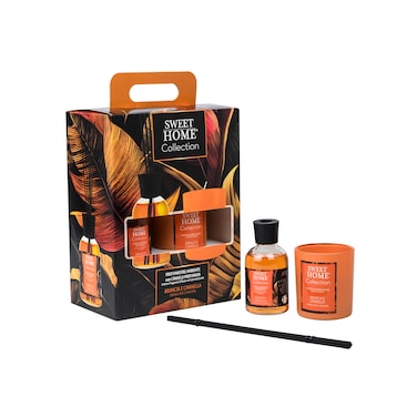 Sweet Home Ambient Fragrance 100ml + Glass Candle 280g (Orange &amp; Cinnamon)   Warm &amp; Inviting Home Fragrance Combo   Long-Lasting Aromatic Experience   Elegant Gift for Home &amp; Office