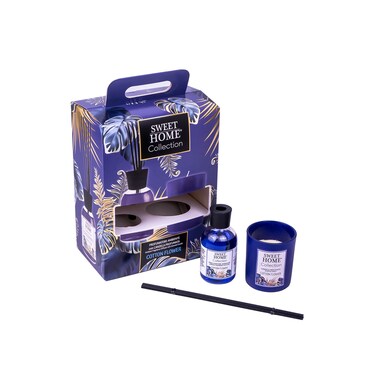Sweet Home Ambient Fragrance 100ml + Glass Candle 280g (Cotton Flower)   Soft &amp; Fresh Home Fragrance Combo   Long-Lasting Aromatic Experience   Elegant Gift for Bedroom, Living Room &amp; Office