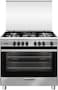 GLEMGAS Freestanding Gas Cooker 90X60 with 5-Burner, Cast Iron Grids, Full-Safety, Maxi Gas Oven120L with FAN, Storage Compartment, Cooling Fan, Closed Door Grilling, SE9612RIFS