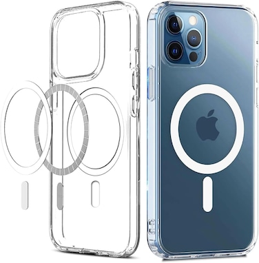 IPhone 12 Pro Clear Magnetic Cover, MagSafe Compatible, Hybrid Protective, Crystal Clear Back Case, Shockproof Silicone Frame, Slim Transparent Case (iPhone 12 Pro)