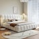 Whisper Tufted Upholstered Premium Upholstered Queen Size Bed (150 X 200 CM) Off White Color