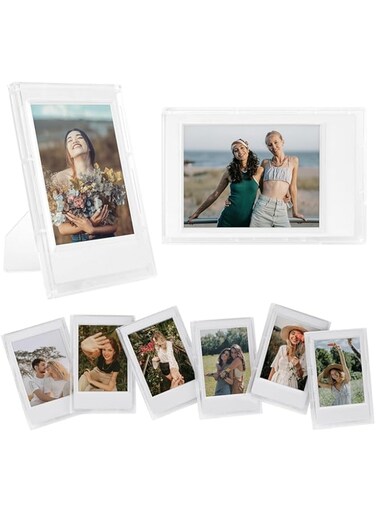Mini Picture Frame for Instax/Polaroid, 2x3 Frosted Clear Photo Frames, Lossless Clarity Desktop Photo Frame with Stand, Mini Photo Frame Living Room Bedroom Study Table (8 Pack)