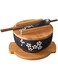 Noodle Soup Cereal Bowl Tableware Dining Room Salad Ceramic Bowl with Wooden Spoon, Chopstick and Lid for Soup Rice Noodle and Porridge