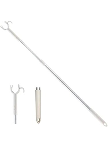 SeeWonder Retractable Closet Pole 45" Long Reach Hooks Extend Reaching Stick Telescoping Pole Clothing Hook for Closet,Ceiling,Shelf