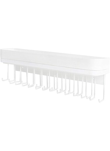 J JACKCUBE DESIGN Hanging Jewelry Organizer Necklace Hanger Bracelet Holder Wall Mount Necklace Organizer with 25 Hooks(White/16.38 x 4.88 x 2.93 inches) - :MK124C