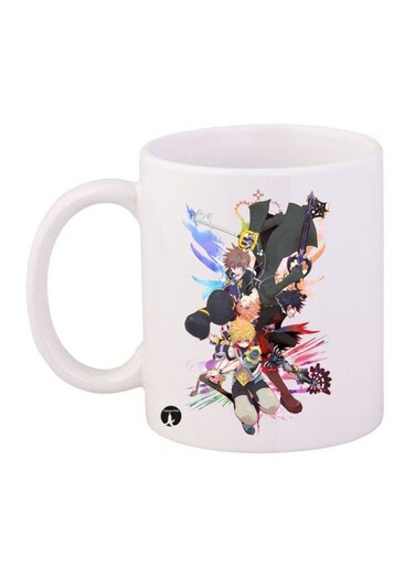 Kingdom Hearts Cartoon Printed Mug White/Grey/Red 11ounce